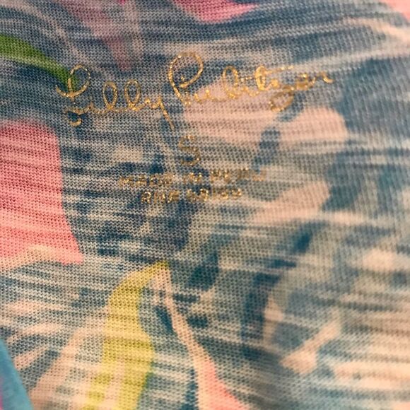 Lilly Pulitzer Etta Top Size Small V-Neck Short Sleeves Fish Off the Scales - Picture 8 of 11